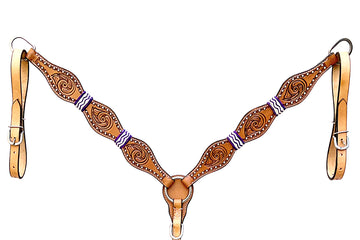 HILASON Western Horse Breast Collar Rawhide Braided American Leather Tan